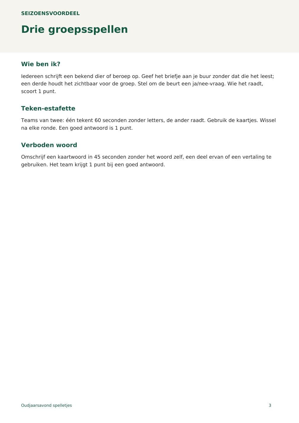 Oudjaarsavond spelletjes – printbare A4 PDF in het Nederlands – digitale download