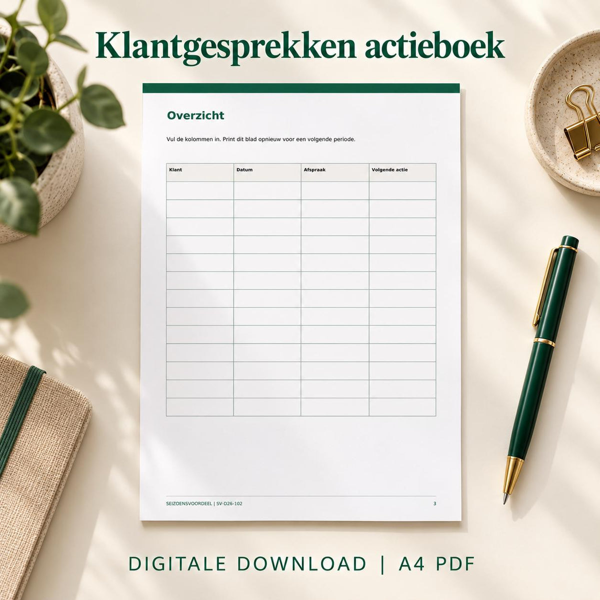 Klantgesprekken actieboek | Nederlandse A4 PDF | Digitale download