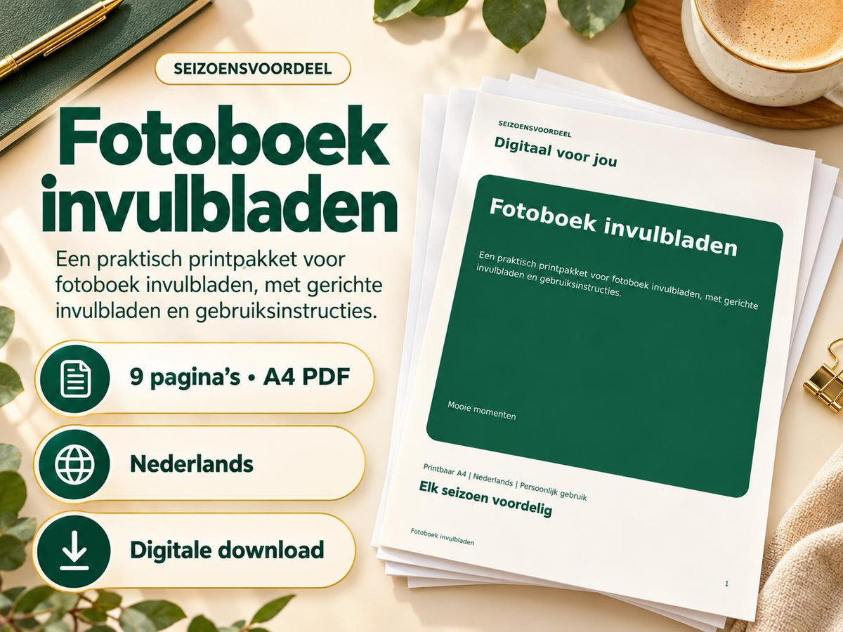 Fotoboek invulbladen – printbare A4 PDF in het Nederlands – digitale download