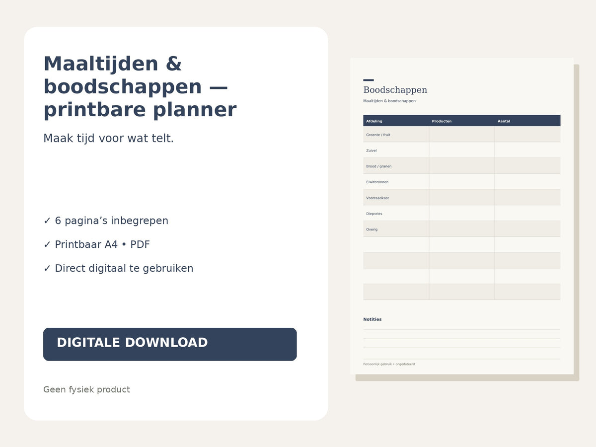 Maaltijden & boodschappen — printbare planner hoofdfoto