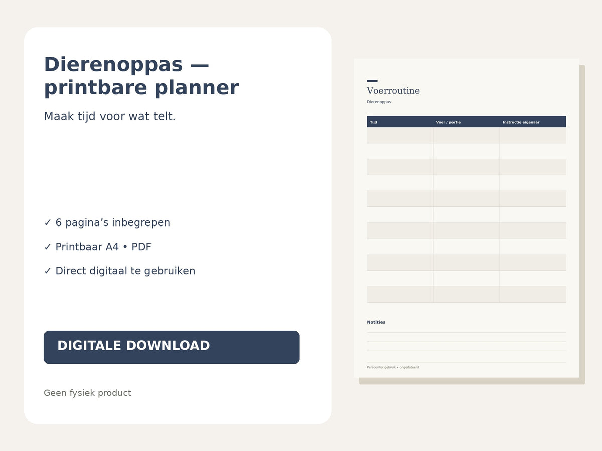 Dierenoppas — printbare planner hoofdfoto