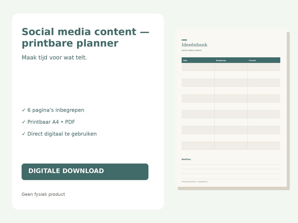 Social media content — printbare planner hoofdfoto