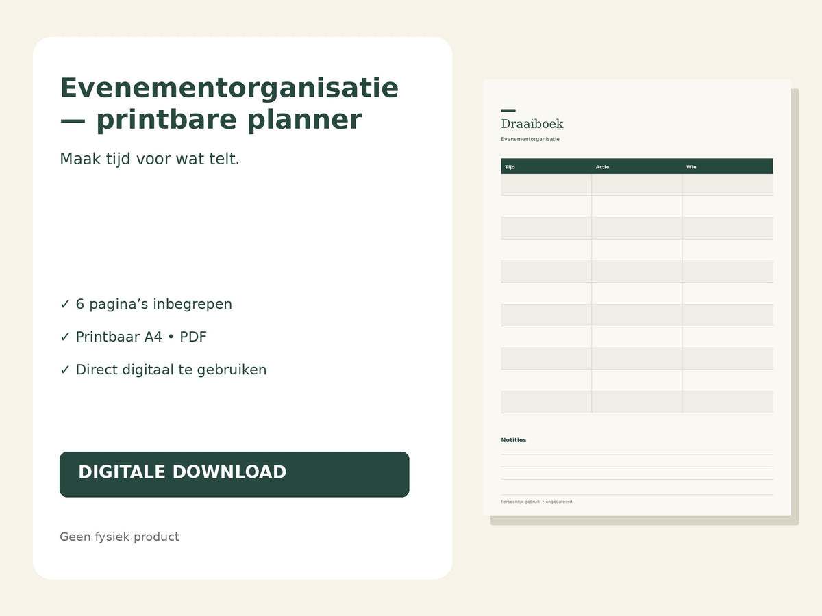 Evenementorganisatie — printbare planner hoofdfoto