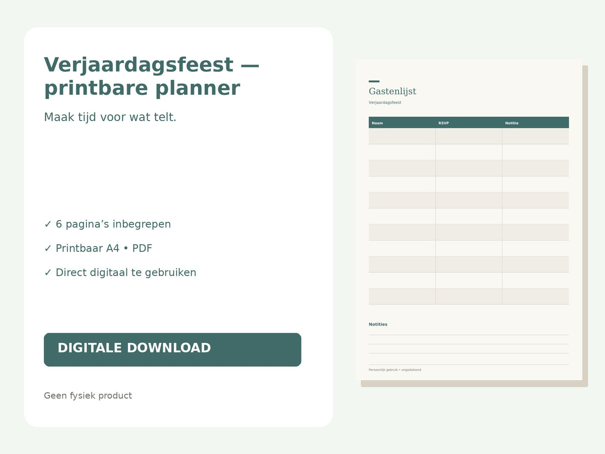 Verjaardagsfeest — printbare planner hoofdfoto