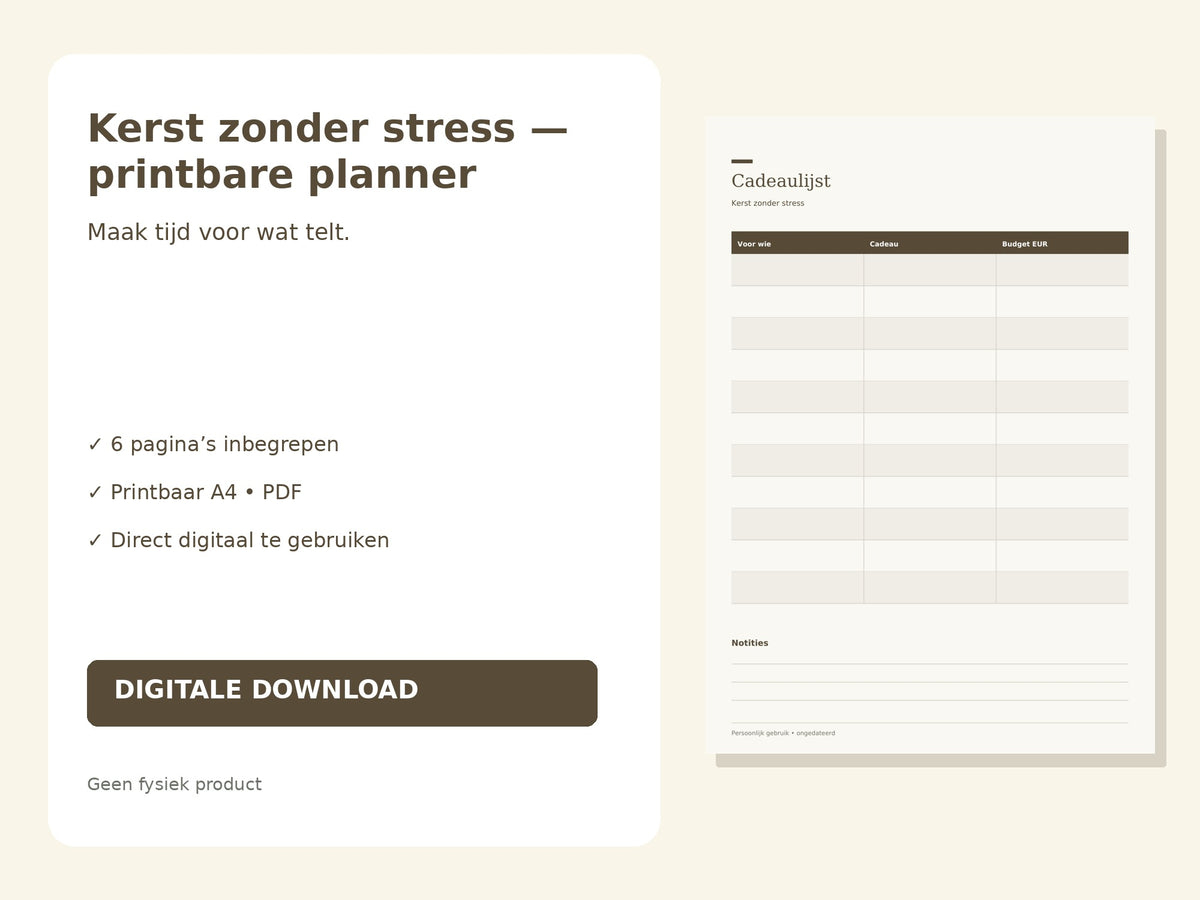 Kerst zonder stress — printbare planner hoofdfoto