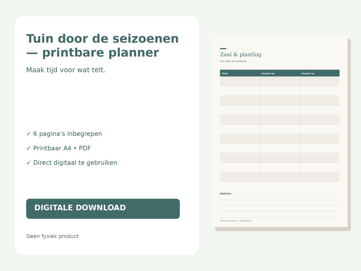 Tuin door de seizoenen — printbare planner hoofdfoto