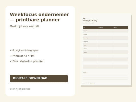 Weekfocus ondernemer — printbare planner hoofdfoto