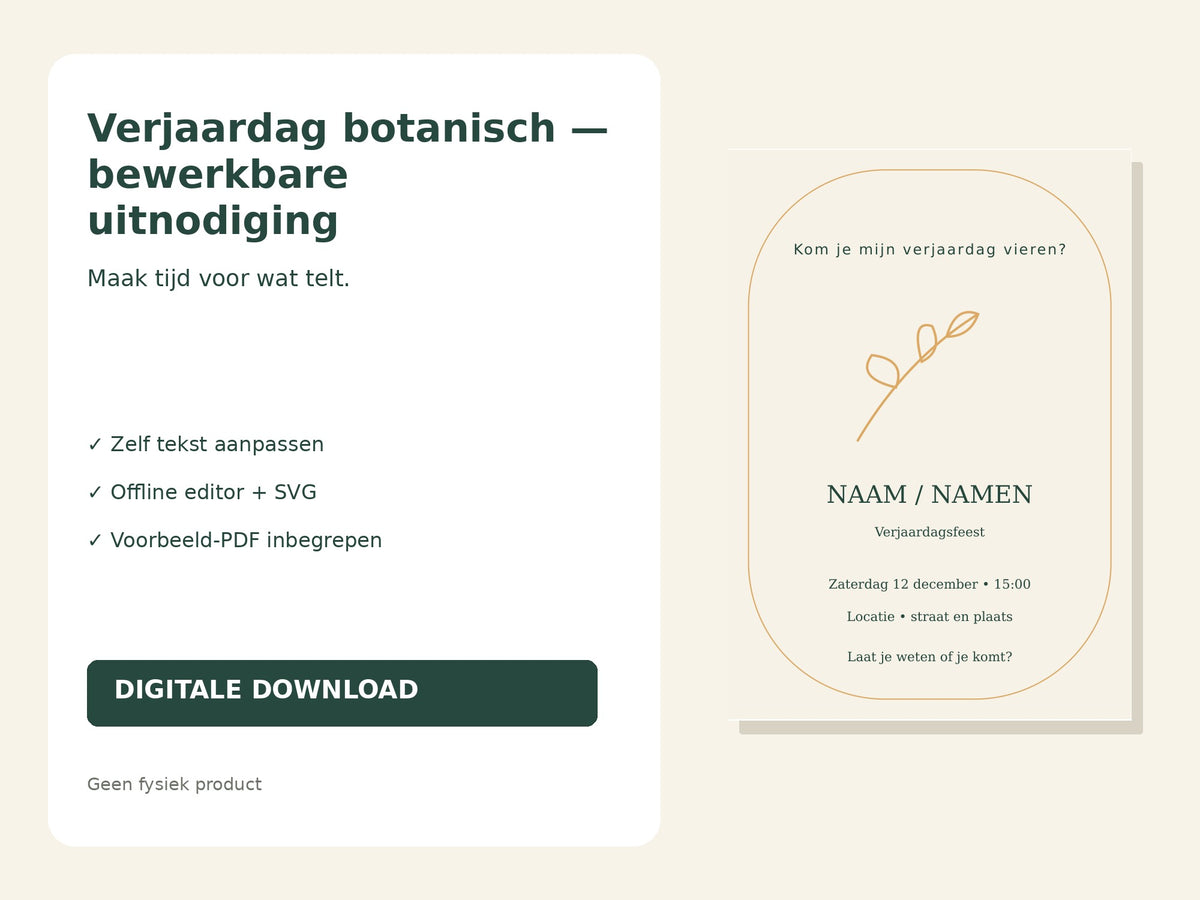 Verjaardag botanisch — bewerkbare uitnodiging hoofdfoto