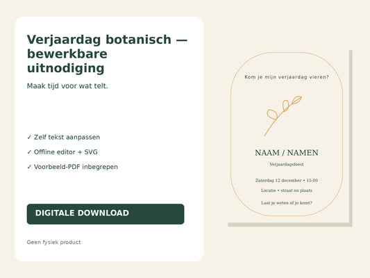 Verjaardag botanisch — bewerkbare uitnodiging hoofdfoto
