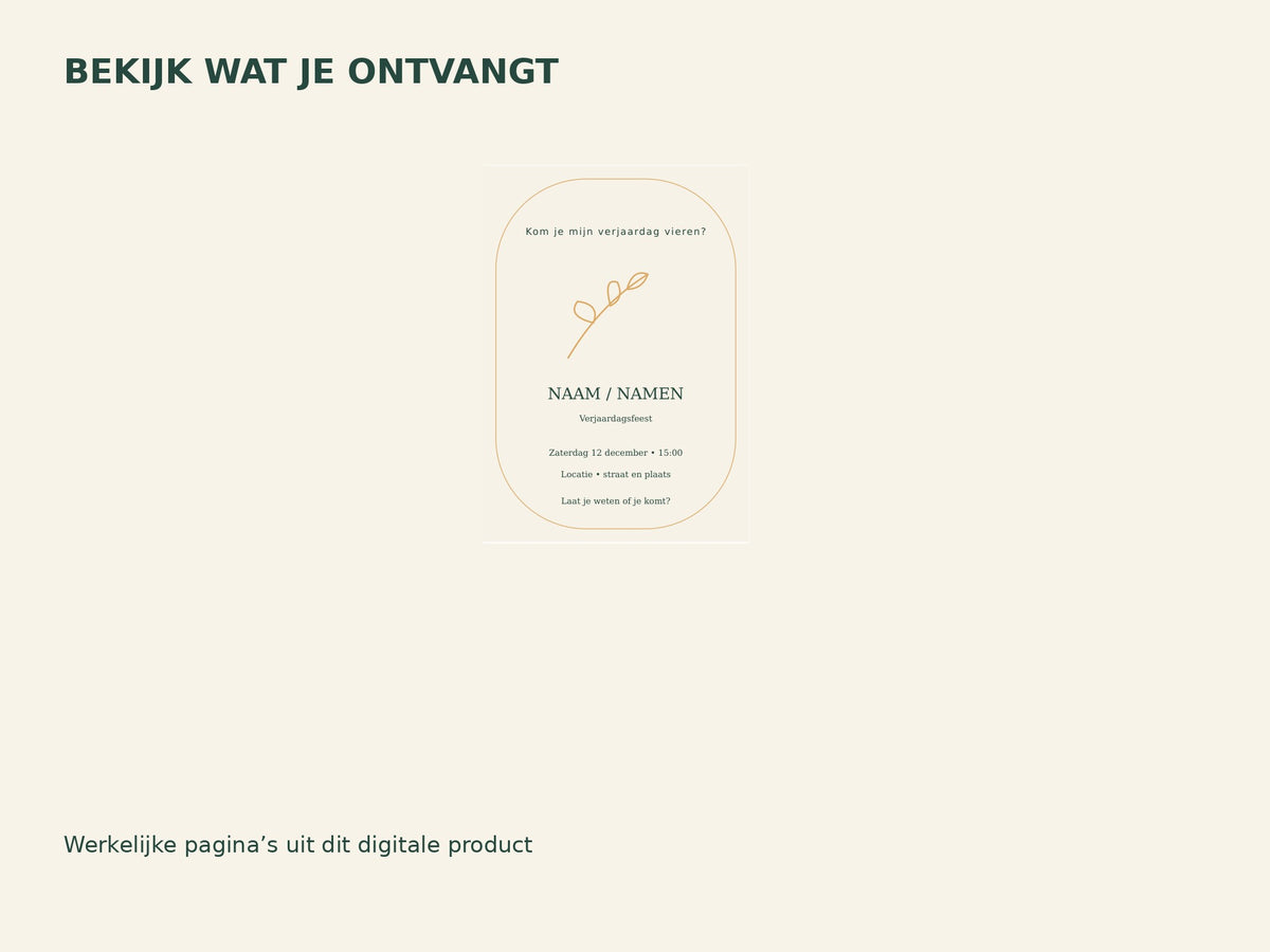 Verjaardag botanisch — bewerkbare uitnodiging inhoud