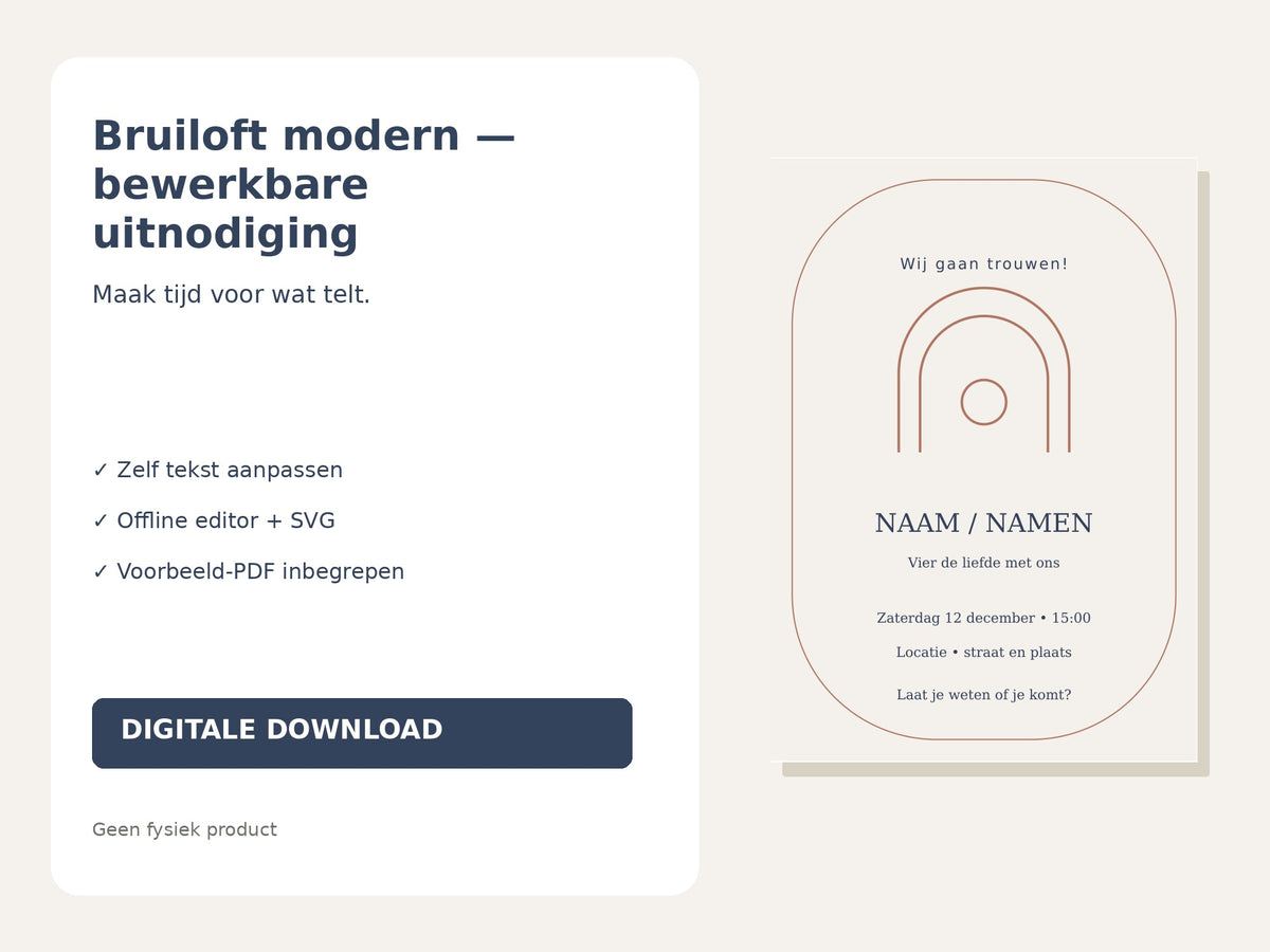 Bruiloft modern — bewerkbare uitnodiging hoofdfoto