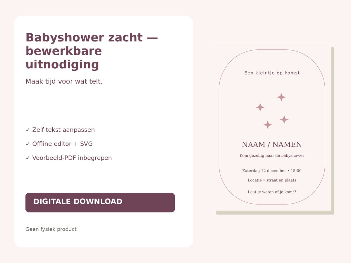 Babyshower zacht — bewerkbare uitnodiging hoofdfoto