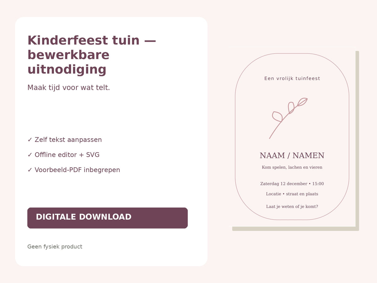 Kinderfeest tuin — bewerkbare uitnodiging hoofdfoto