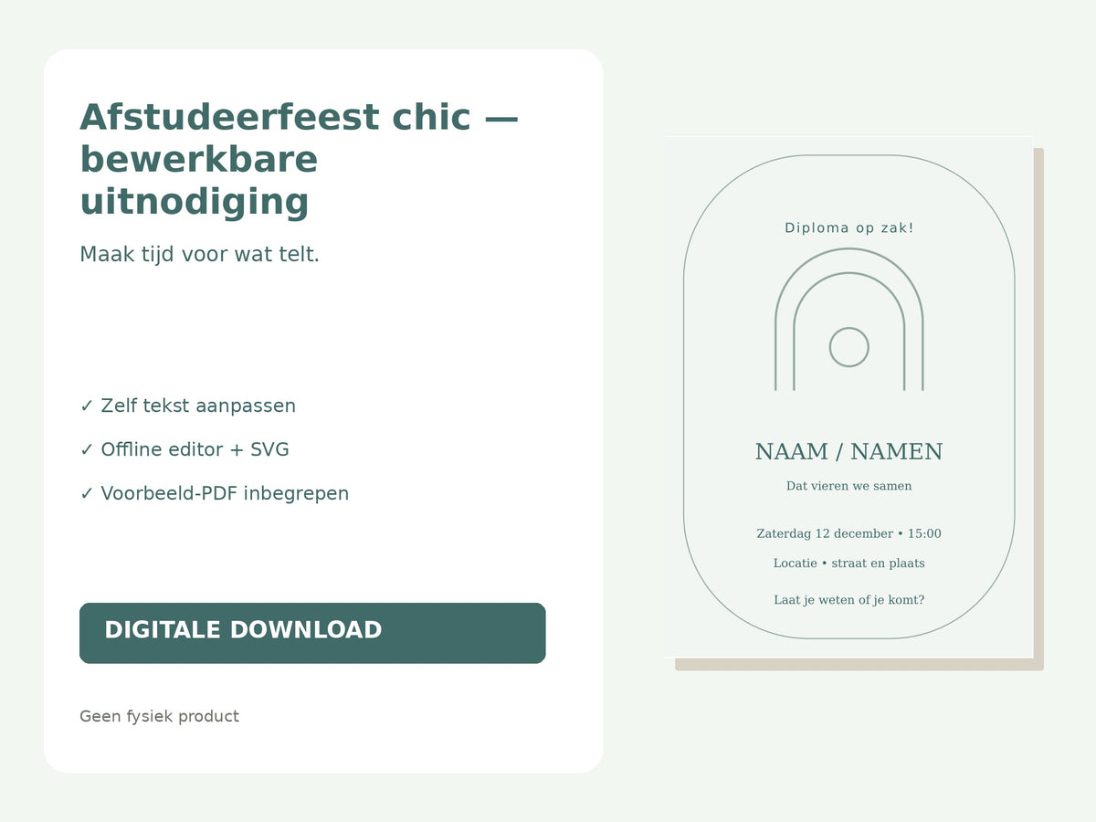 Afstudeerfeest chic — bewerkbare uitnodiging hoofdfoto