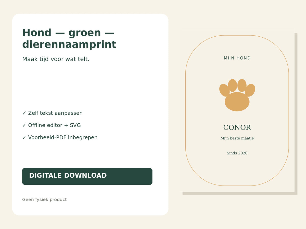 Hond — groen — dierennaamprint hoofdfoto