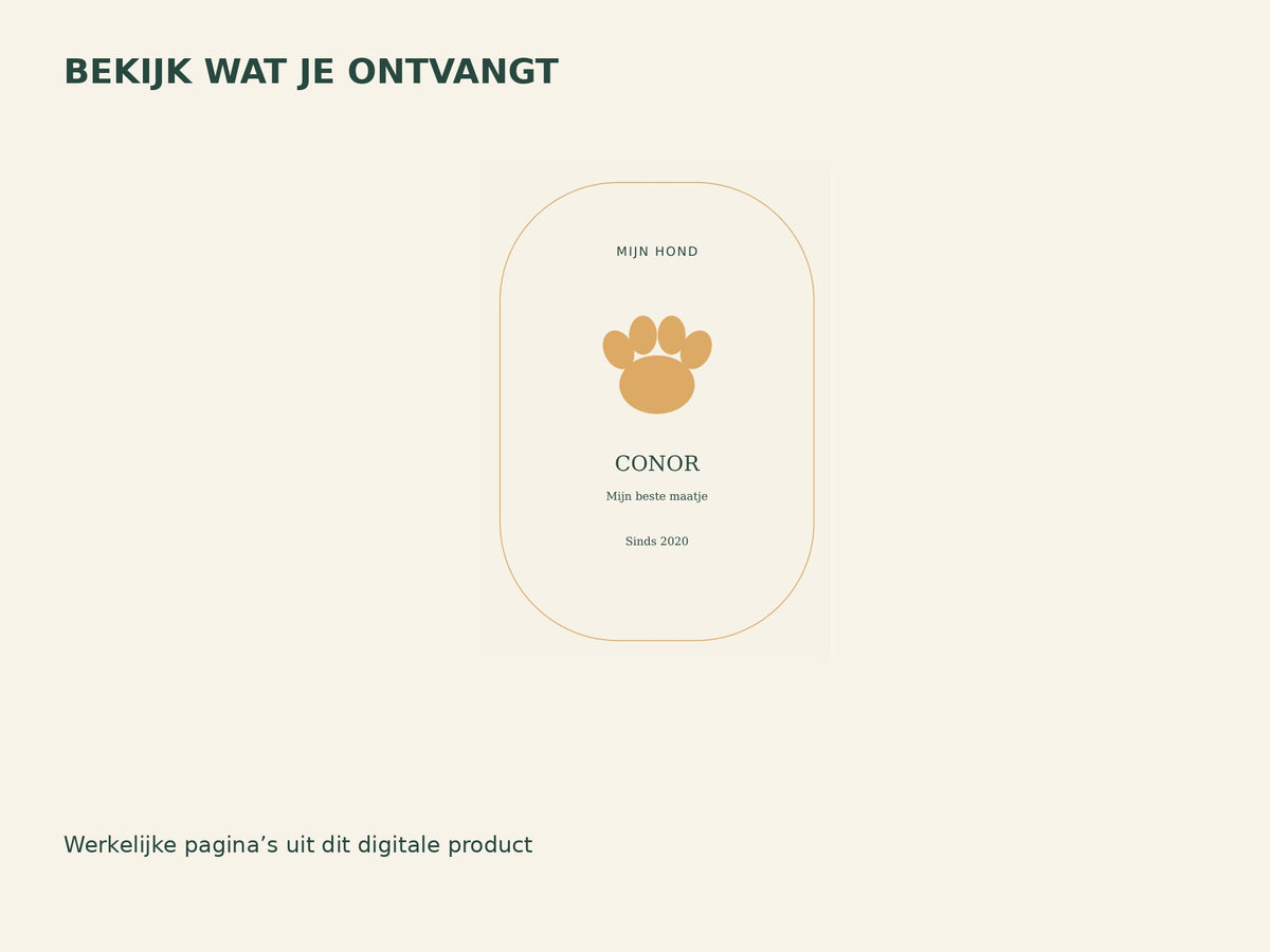 Hond — groen — dierennaamprint inhoud