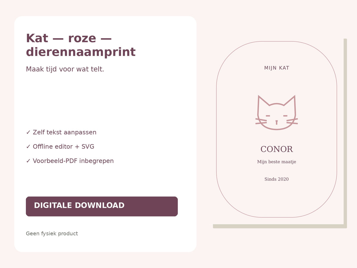 Kat — roze — dierennaamprint hoofdfoto