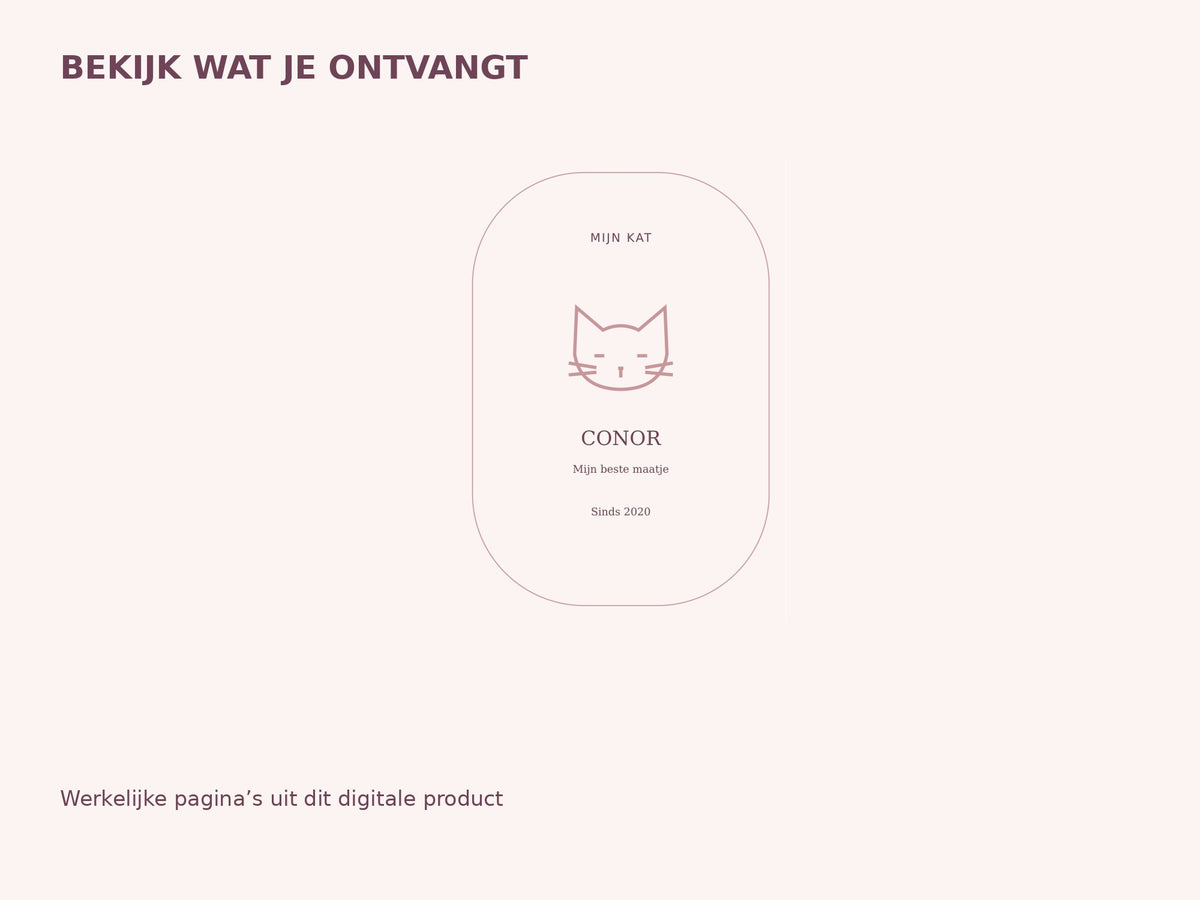 Kat — roze — dierennaamprint inhoud