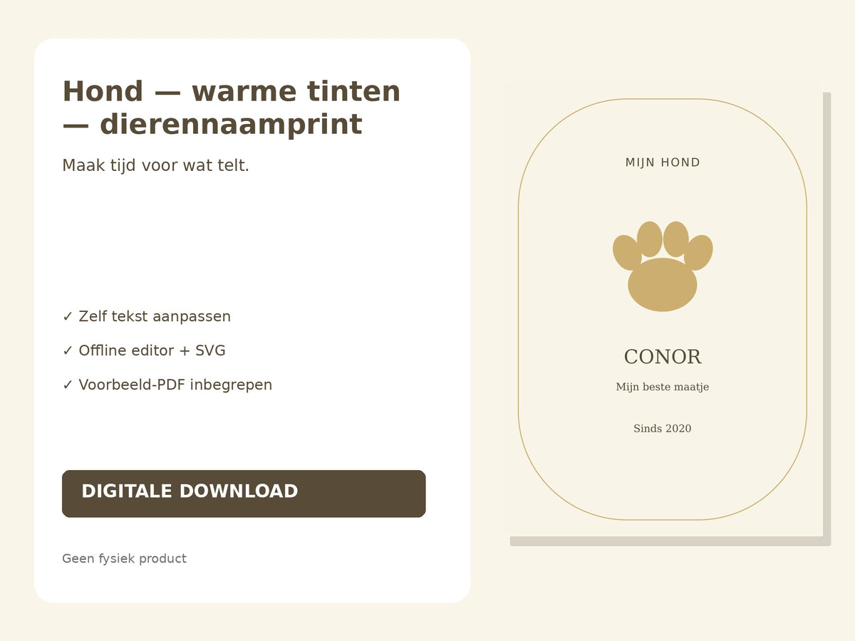 Hond — warme tinten — dierennaamprint hoofdfoto