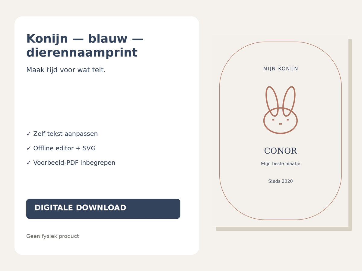 Konijn — blauw — dierennaamprint hoofdfoto