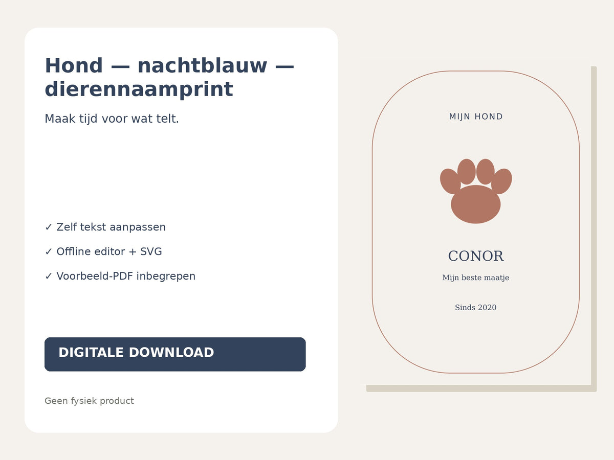 Hond — nachtblauw — dierennaamprint hoofdfoto