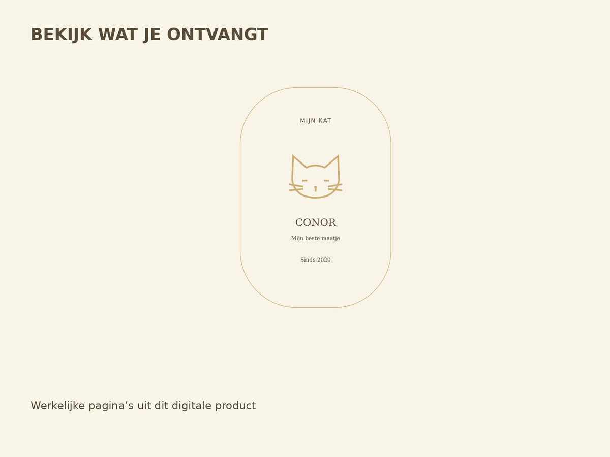 Kat — goudaccent — dierennaamprint inhoud