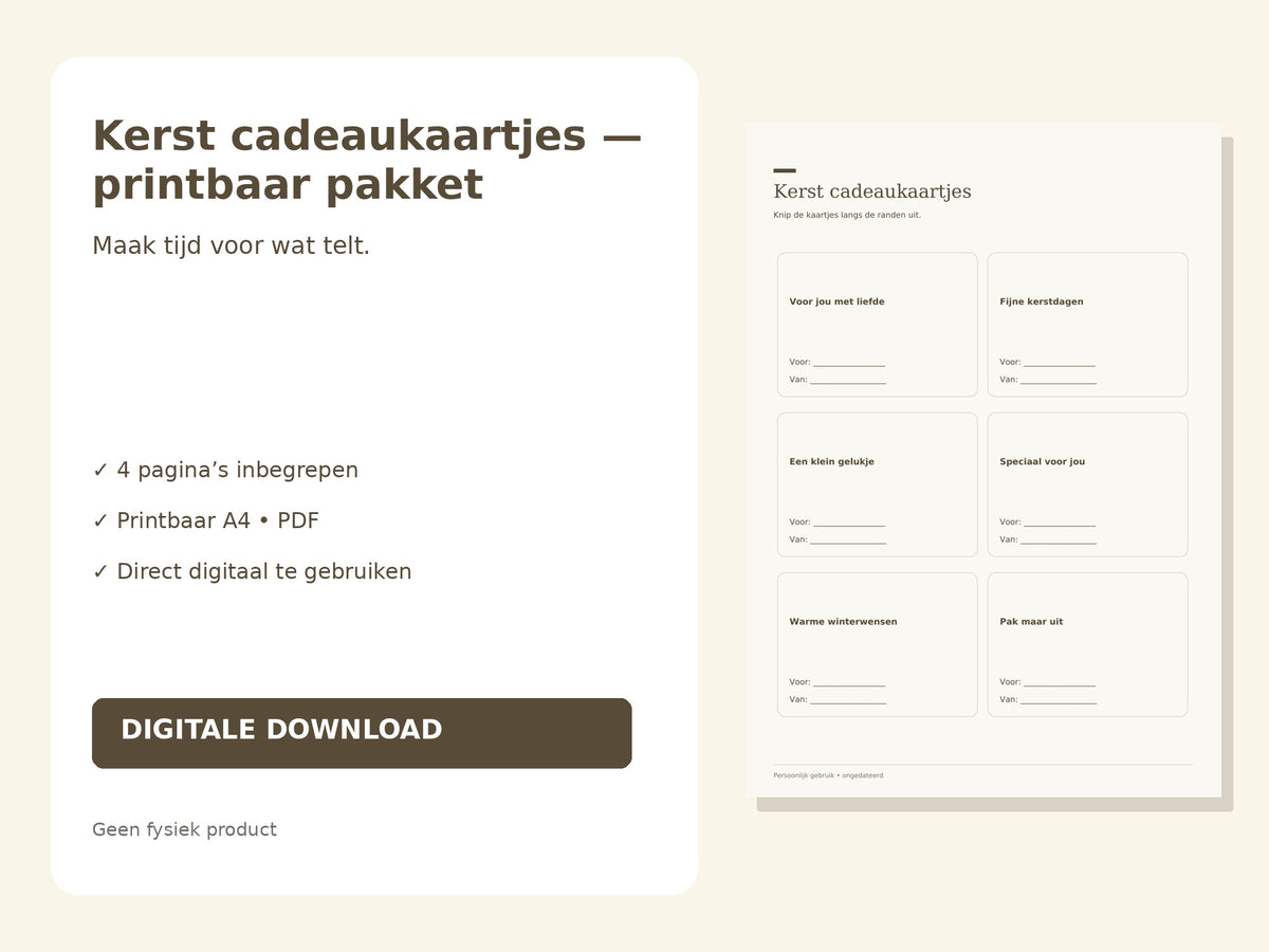Kerst cadeaukaartjes — printbaar pakket hoofdfoto