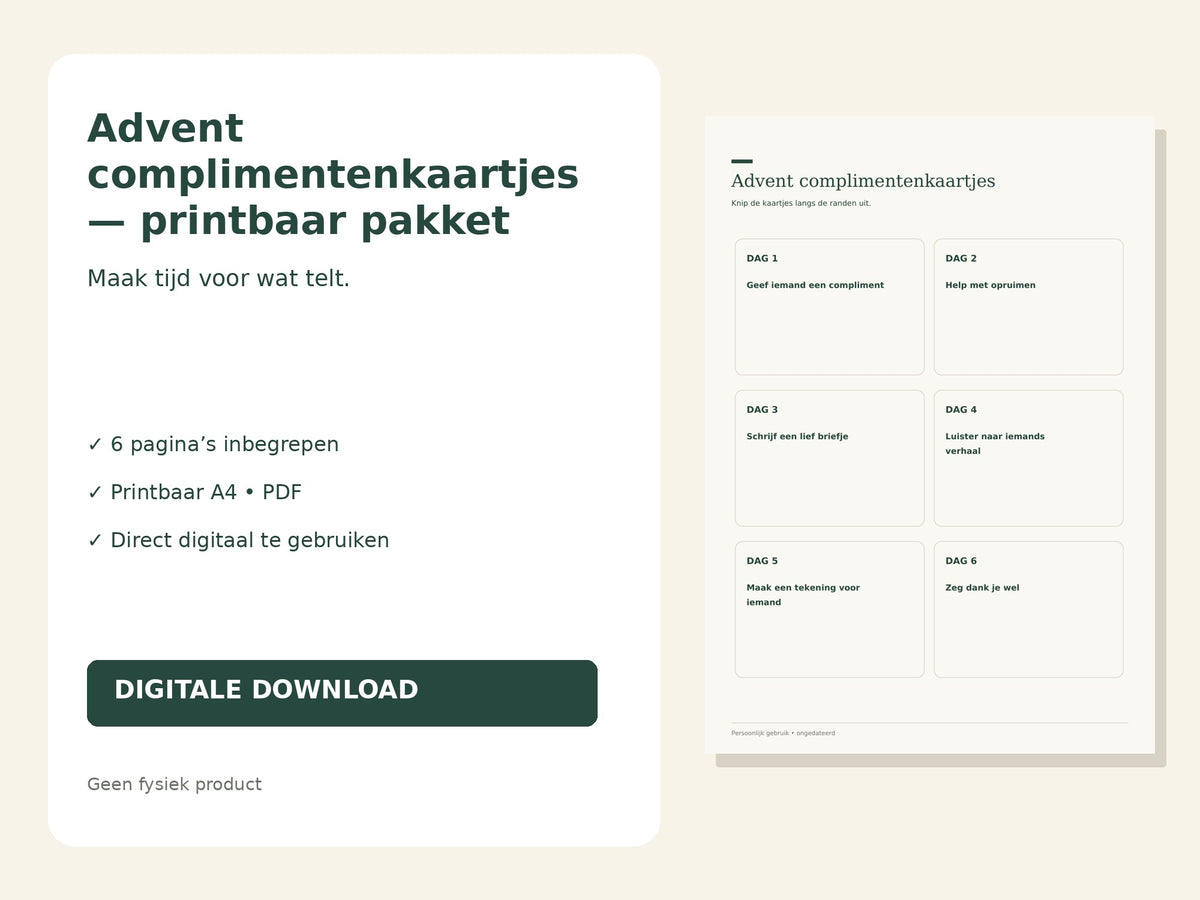 Advent complimentenkaartjes — printbaar pakket hoofdfoto