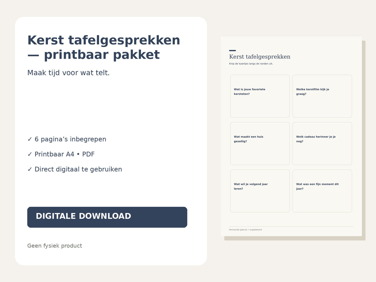 Kerst tafelgesprekken — printbaar pakket hoofdfoto