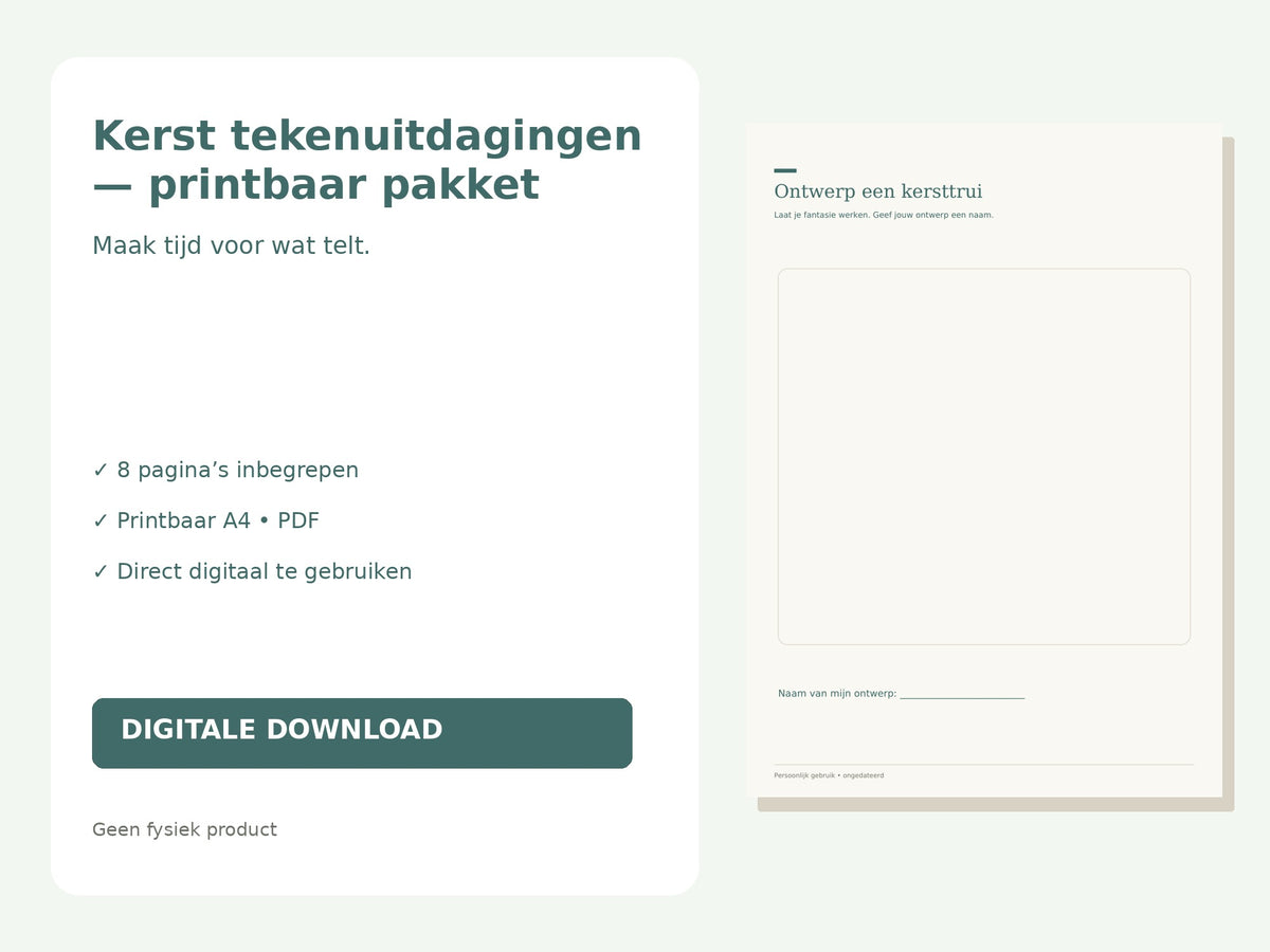 Kerst tekenuitdagingen — printbaar pakket hoofdfoto