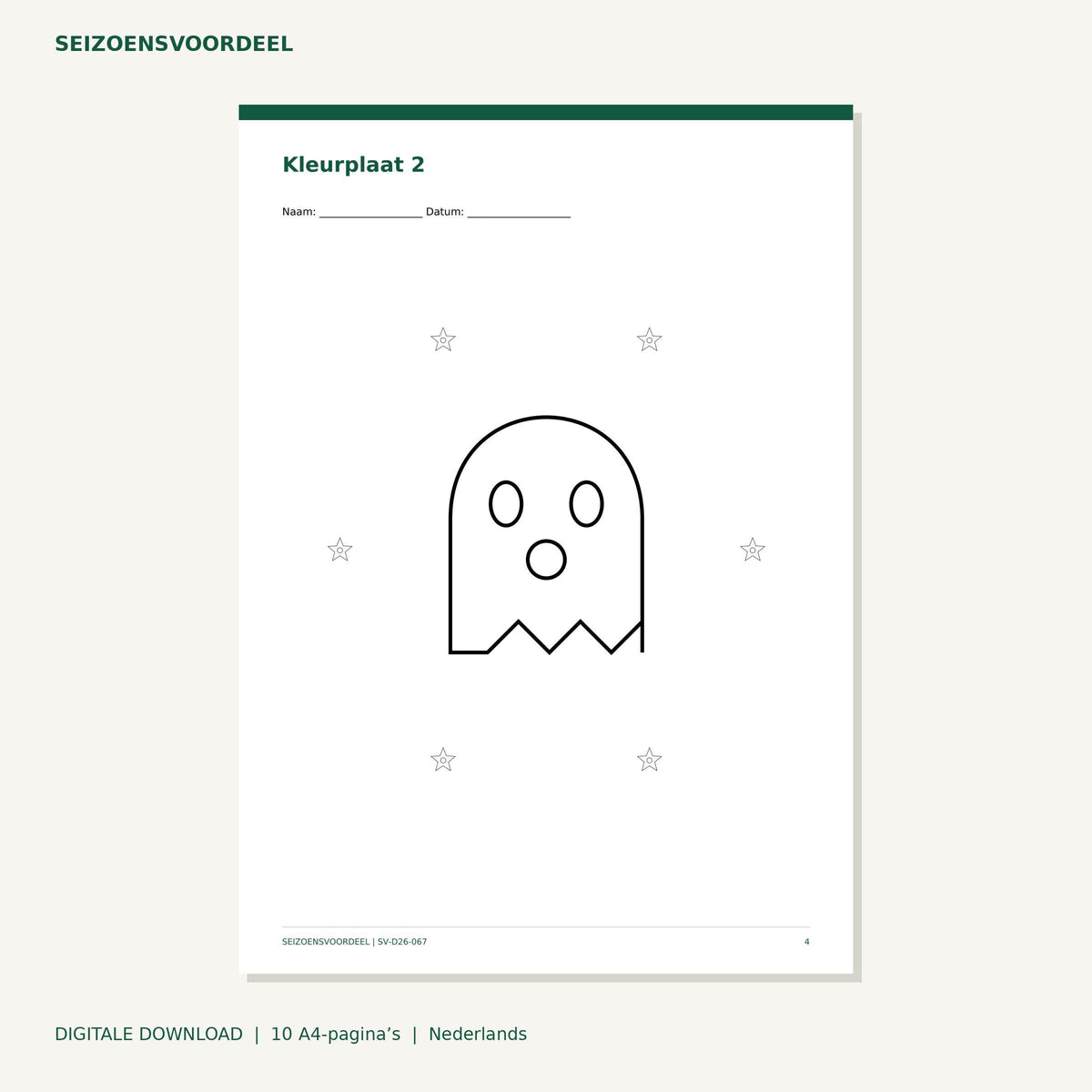 Halloween kleurplaten - Spoken | Nederlandse A4 PDF | Digitale download