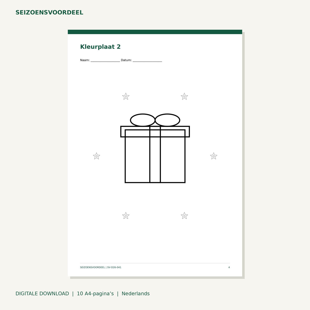 Sinterklaas kleurplaten - Pakjes | Nederlandse A4 PDF | Digitale download