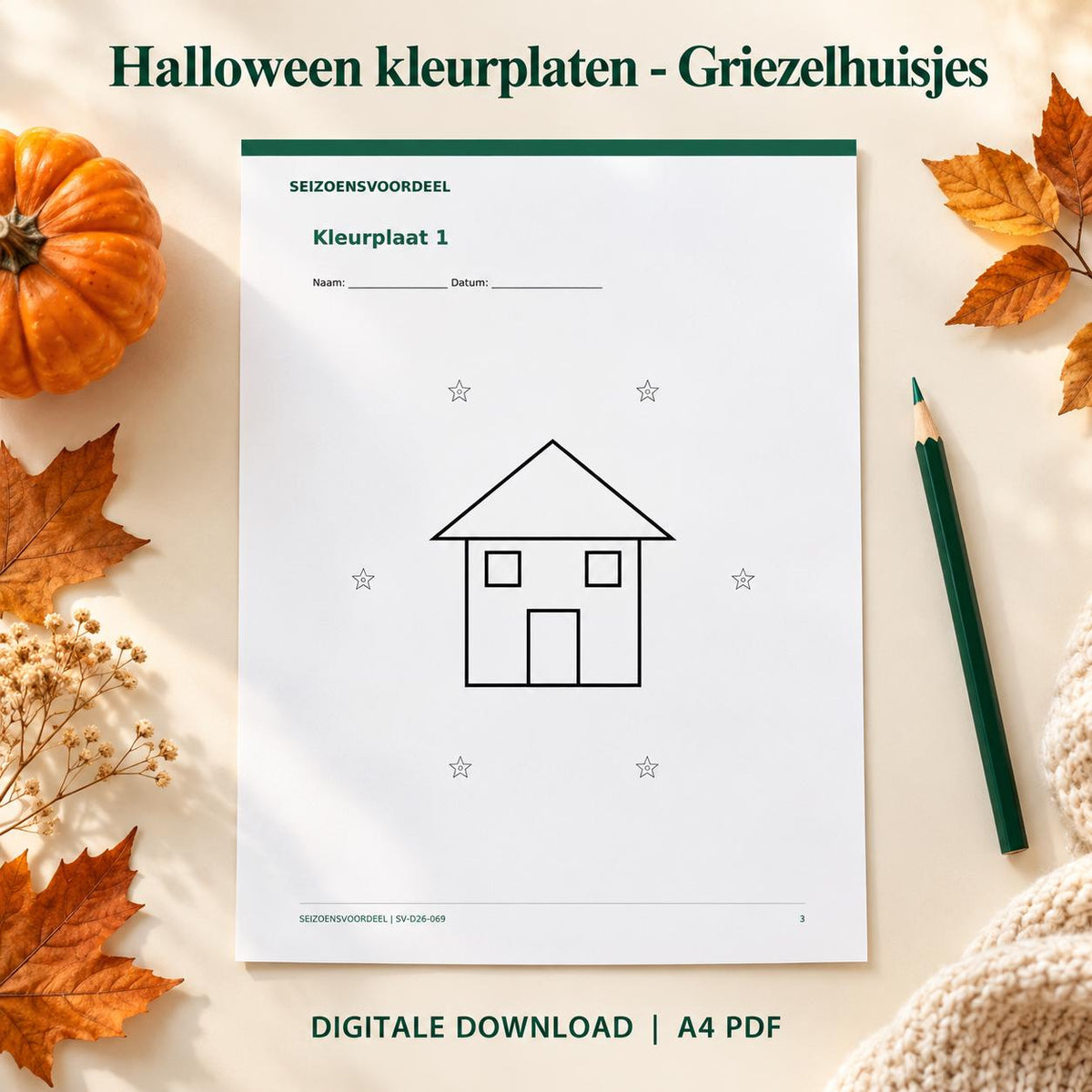 Halloween kleurplaten - Griezelhuisjes | Nederlandse A4 PDF | Digitale download