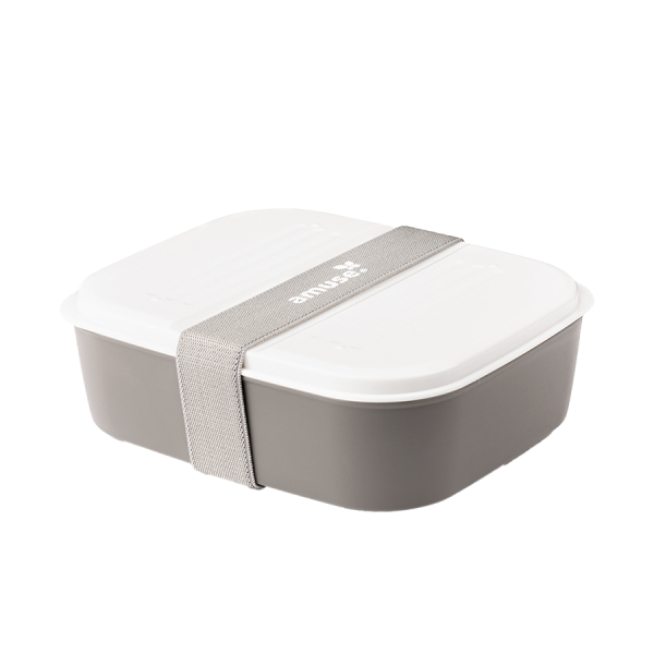Amuse Basic Lunchbox 2-in-1 Grijs + Grijze Elastiek 4-delig