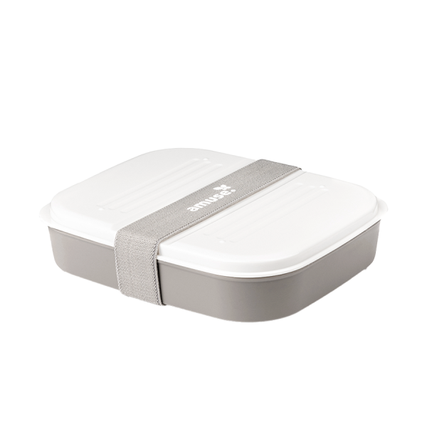 Amuse Basic Lunchbox 2-in-1 Grijs + Grijze Elastiek 4-delig