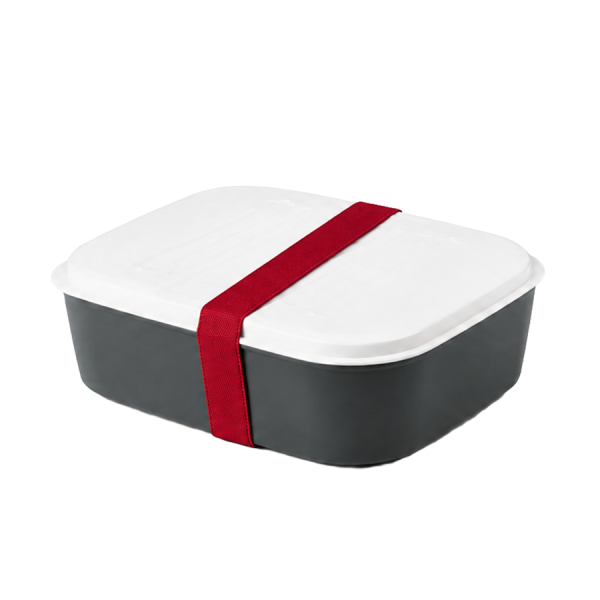 Amuse Basic Lunchbox 2-in-1 Grijs + Rode Elastiek 4-delig