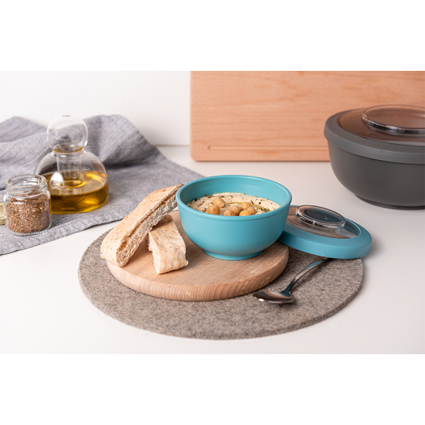 Amuse Life Snack Bowl Met Deksel Blauw 200ml