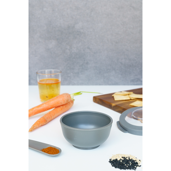 Amuse Life Snack Bowl Met Deksel Grijs 200ml