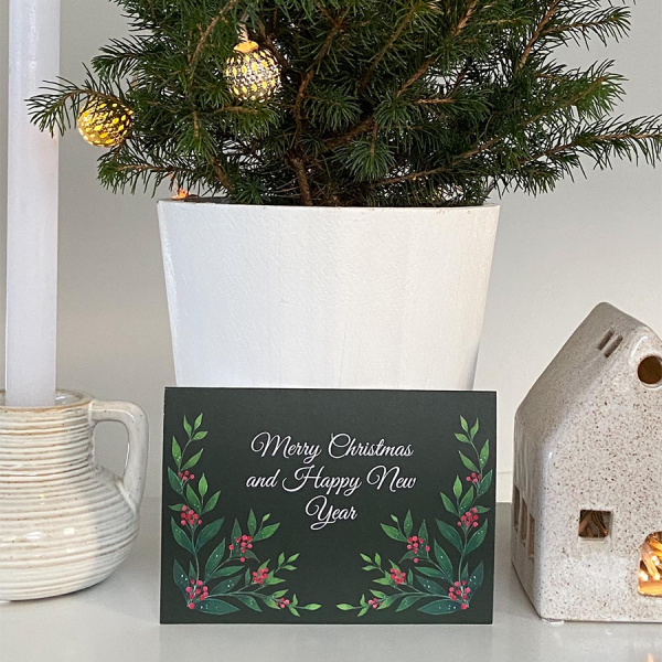 Art by Andu Wenskaart Christmas Green