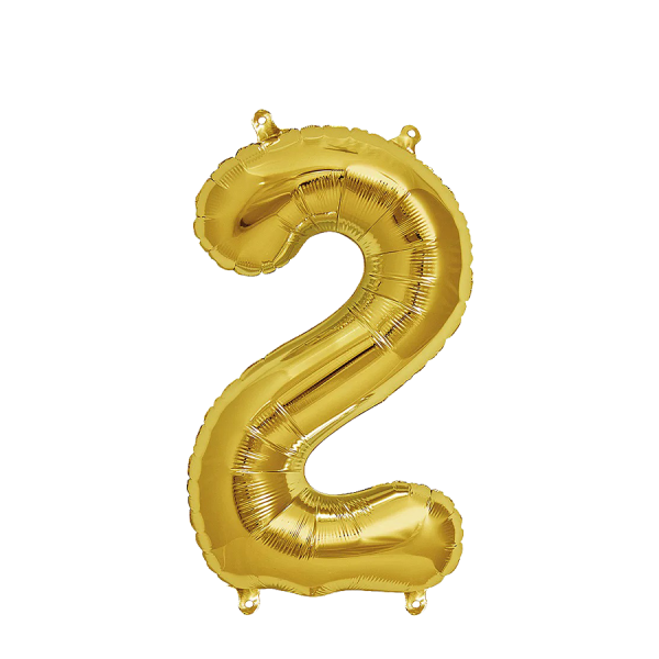 Ballon Folie Cijfer 2 Goud 35cm