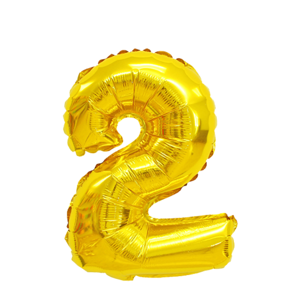 Ballon Folie Cijfer 2 Goud 45cm