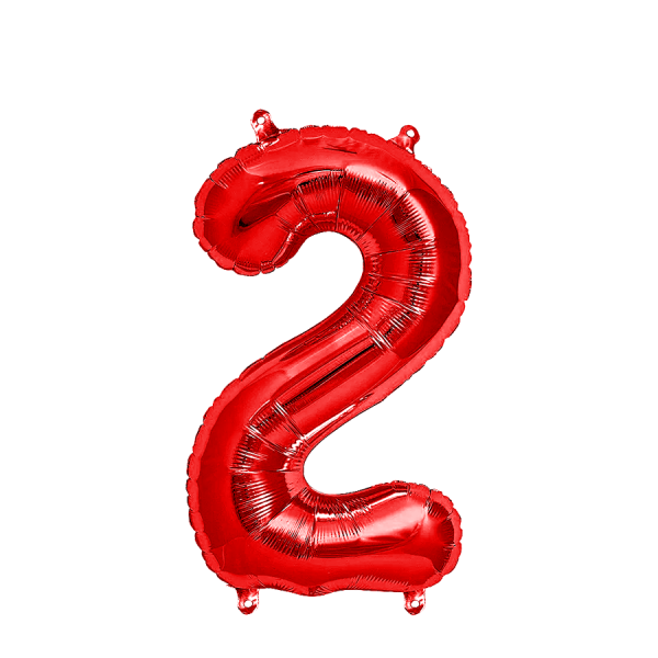 Ballon Folie Cijfer 2 Rood 35cm