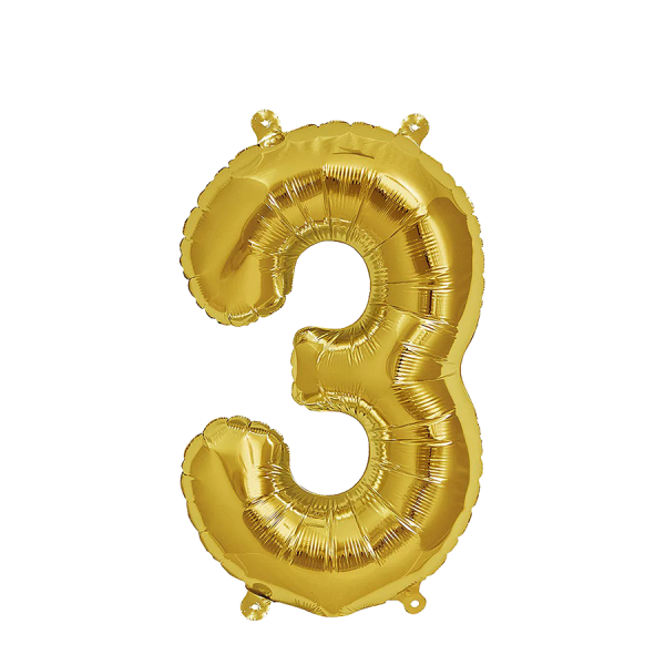 Ballon Folie Cijfer 3 Goud 35cm