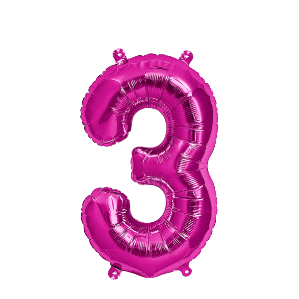 Ballon Folie Cijfer 3 Roze 35cm