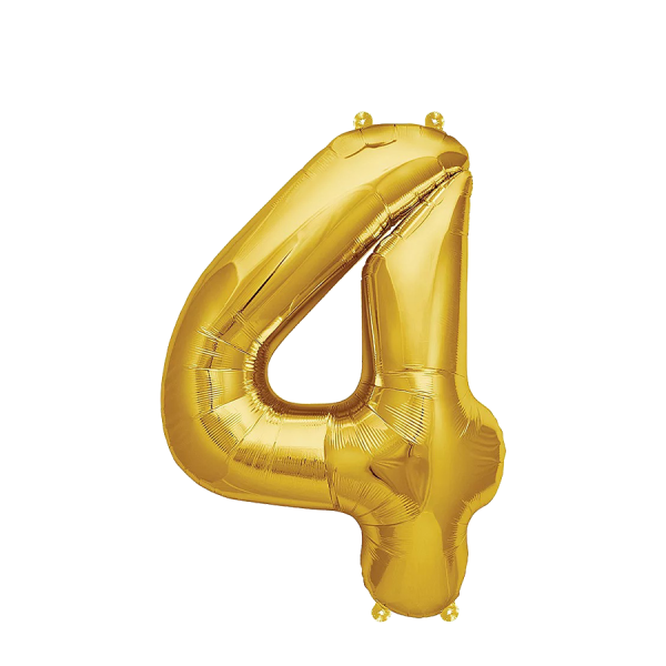 Ballon Folie Cijfer 4 Goud 35cm
