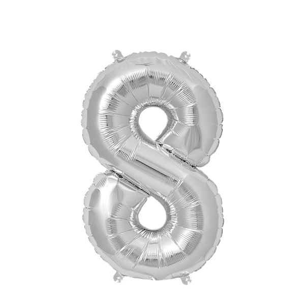 Ballon Folie Cijfer 8 Zilver 35cm
