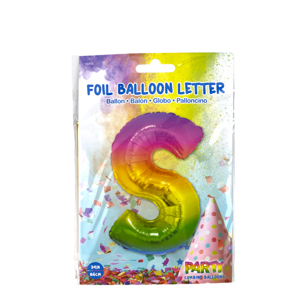 Ballon Folie Letter S Rainbow 86cm