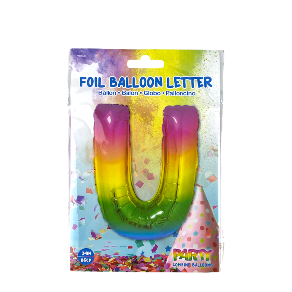 Ballon Folie Letter U Rainbow 86cm