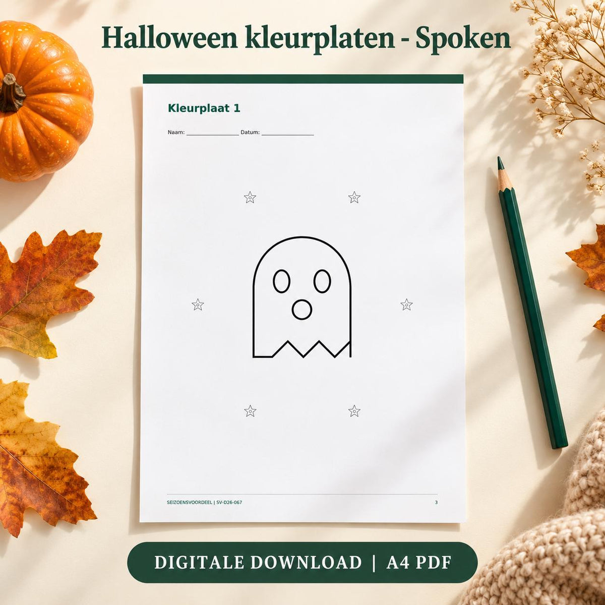 Halloween kleurplaten - Spoken | Nederlandse A4 PDF | Digitale download