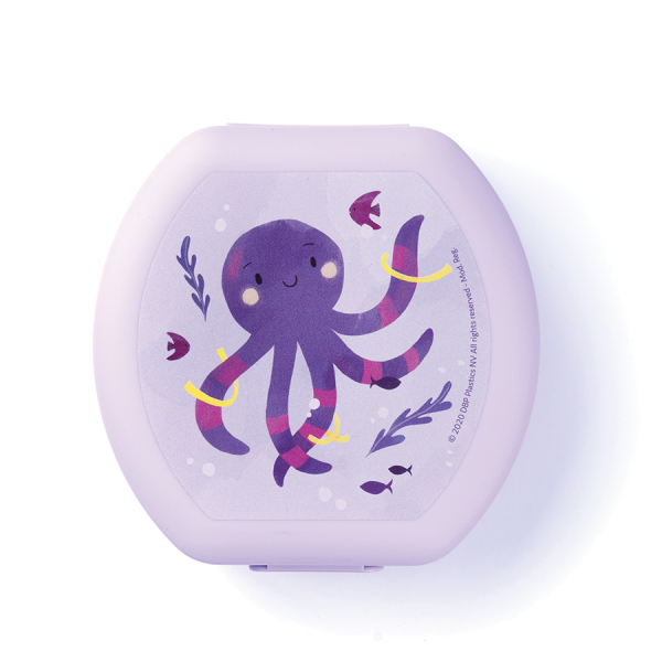 Amuse Snackbox Small Rond Paars Octopus